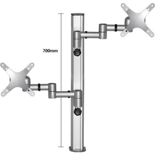 DM-6D 10-27" aluminum dual arm 2 lcd tv table mount tilt 360 rotate double monitor desktop stand vesa 75 100 rotatable bracket