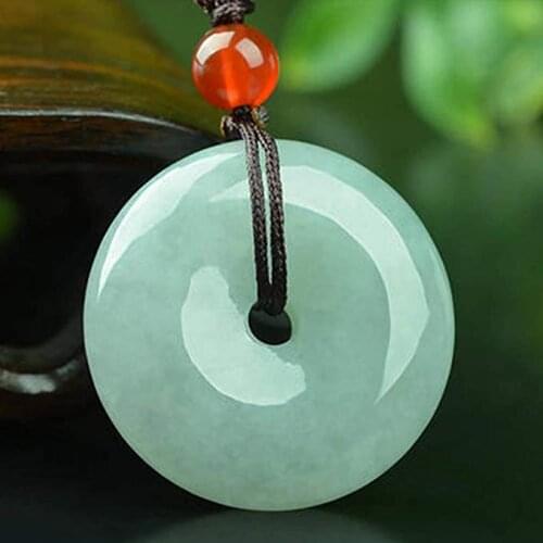 EASTCODE Charming Circle/Donut/Coin Green Jade Genuine Certified Grade A Jadeite Luck Pendant Necklace