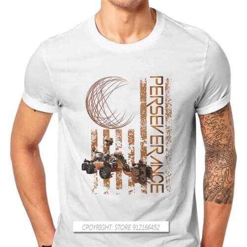 USA Flag Hip Hop TShirt Mars Perseverance Rover Exploration Novelty Tops T Shirt Men Tees Unique Gift Clothes