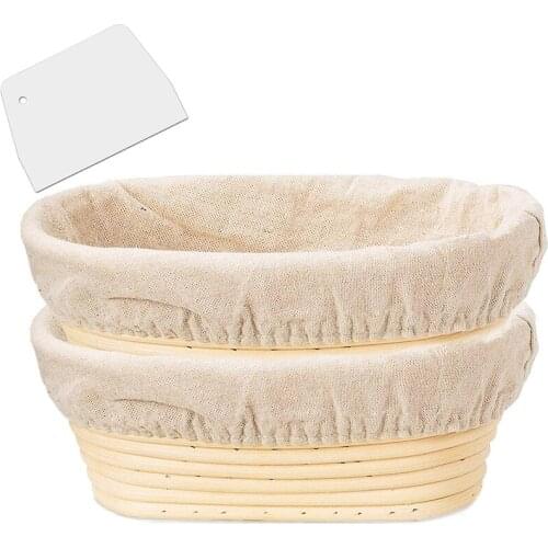 Hot YO-2 Packs 10 Inch Oval Shaped Bread Proofing Basket - Baking Dough Bowl Gifts for Bakers Proving Baskets for Sourdough Brea