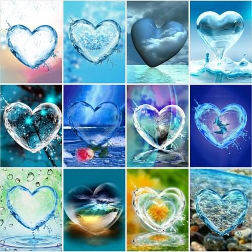 Evershine Full Square Diamond Painting Landscape Cross Stitch Diamond Embroidery Heart Rhinestones Mosaic Art Handmade Hobby