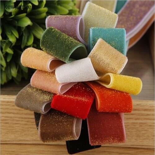 Kewgarden Bright Flocking Glitter Velvet Ribbons 1" 25mm Handmade Tape DIY Hair Bowknot Accessories Satin Packing Webbing 10Yard