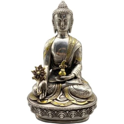 Chinese Old Tibet Silver Carving The Buddha