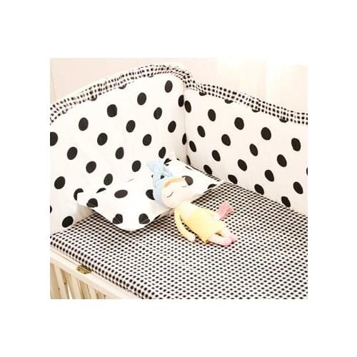 6PCS Dot Baby Crib Bedding Sets Baby Nursery Bedding set Crib Bumpers Baby Room Decor kit berço (4bumpers+sheet+pillow cover)