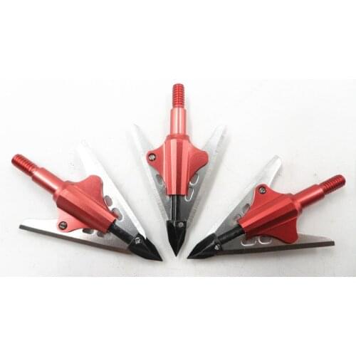 3Pcs Red Blood Broadheads Archery Points with 2 Blades 100 Grain