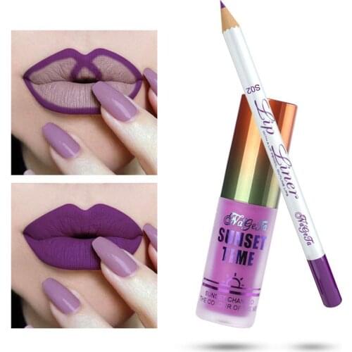 6 Color Double Head Matte Lip Gloss Lip Tint Liner Waterproof Nude Makeup Lipgloss Lasting Matt Purple Red Brown Liquid Lipstick