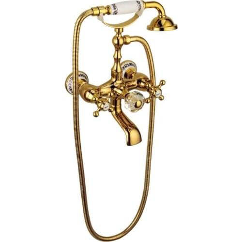 European Style Copper Hot And Cold Basin Faucet Antique Three-Hole Wash Tap Bathroom Copper Basin Faucet