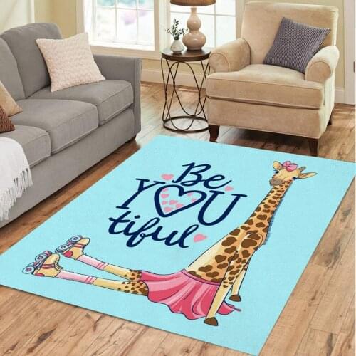 Cute Animal Carpet for Home Living Room Giraffe lion Large Area Rug Anime Floor Mat Kitchen Doormat Teenager Bed Room Decoration