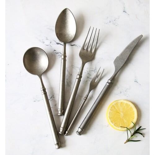 Retro Snow Scrub 304 Stainless Steel Flatware Kitchen Western Cutlery Set Steak Coffee Dessert Vintage Special Fork Tableware