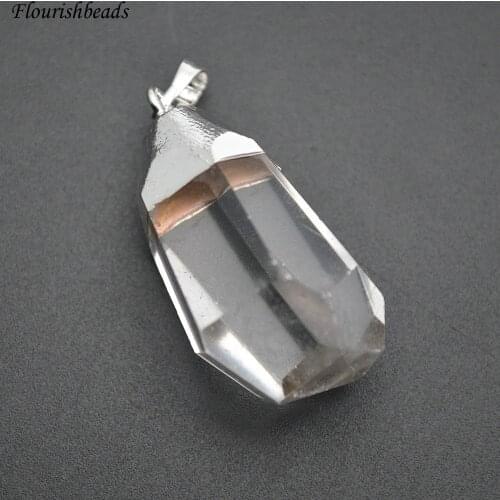 Natural Clear Crystal Quartz Surface Cutting Nugget Stone Pendant Fit Fashion Necklace Jewelry Making