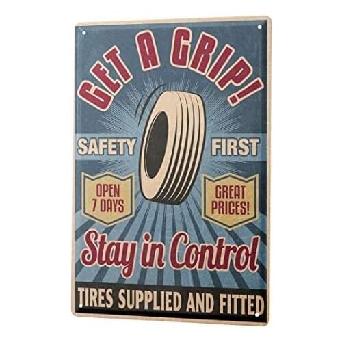 Tin Sign Decor Plaques Vintage Car Tire Shop