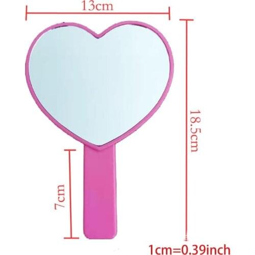 Portable Heart-Shaped Handheld Mirror with Handle Candy Color Cosmetic Tools
