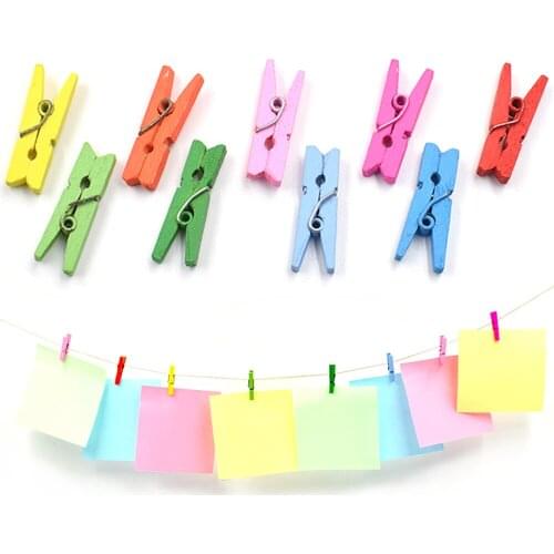 20pcs random mixed colors Wooden Clips Photo Clips Clothespin for DIY Crafts School Office home Decor Accessories Gift Card