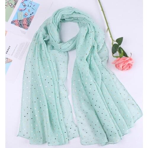 2020 New Dot Print Gold Foil Muslim Hijab Scarf Women Headband Spot Polka Shawls Scarves Arab Islamic Wrap Scarves Free Shipping