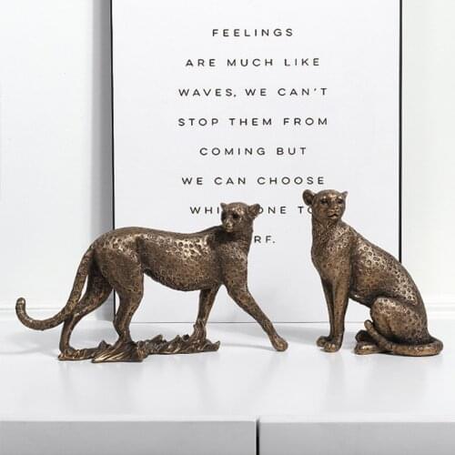 Nordic Vintage Simulation Leopard Sculpture Modern Resin Art Home Decor Ornaments Panther Statues for Decoration Animal Figurine