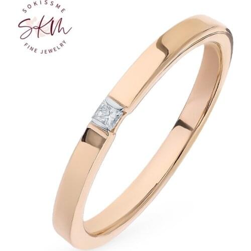SKM Brand Designer diamond rings for women 14K Rose gold Engagement rings designer Promise Luxury gift for wife Fine Jewelry