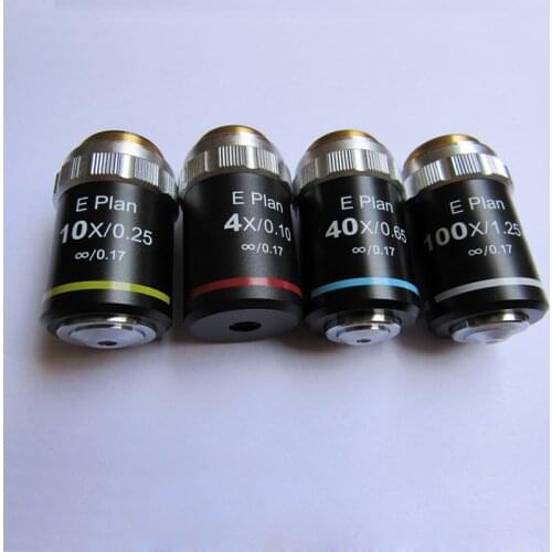 Standard Biological Microscope Semi Plan Achromatic Infinity Objective Lens 4X 10X 40X 100X 1PC