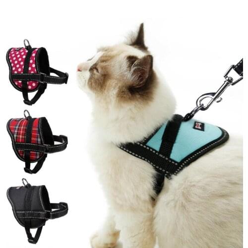 Reflective Pet Dog Cat Leash Harness Vest Nylon Mesh Puppy Cat Harnesses Collar Service Dog Walking Lead Leashes for Chihuahua