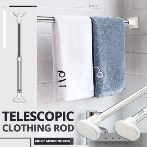 Telescopic Clothing Rod Adjustable Punch-free Shower Curtain Rods And Accessories Extendable Tension Pole Hanger Spring Rod Tool