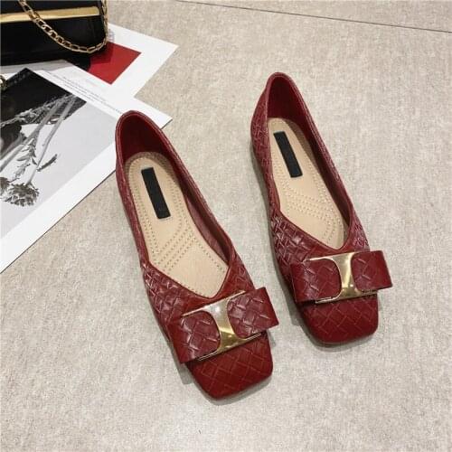 Spring Autumn Women Flats Square Toe Slip on Shoes Black Ladies Ballet Shoes Comfortable Loafers Office Lady Shoe Zapatos Mujer