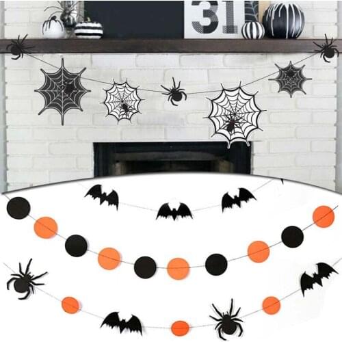 2/3/4Meter Halloween Hanging Garland Bunting Bat Pumpkin Ghosts Spider Paper Banner Halloween Party Decorations Horror Props