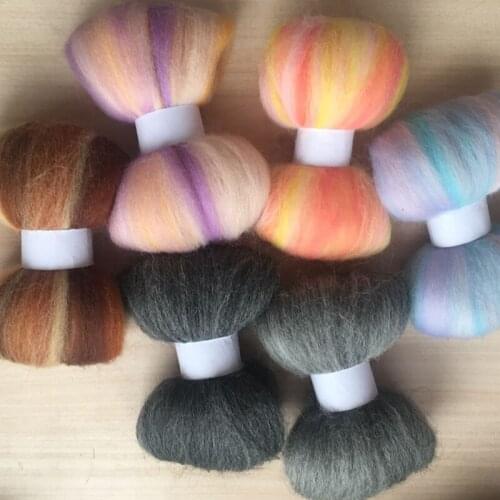 Wfpfbec DIY wool roving wool felt wool fiber 10g/6pcs/lot free shipping