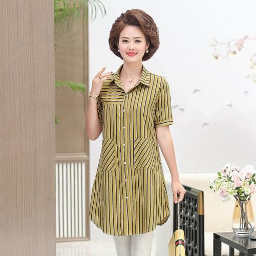 Cotton Spring Summer Women Blouses Temperament Korean Shirts Polo-Neck Short Sleeve Loose Casual Tops Fashion Blusas MM0670