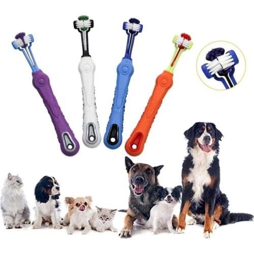 3Sided Pet Dog Toothbrush Multi-angle Cleaning Tooth Bad Breath Tartar Teeth Care Tool Brush for Dog Cat Protection Health Tools