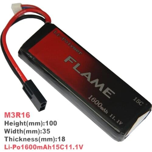 1pcs 100% Orginal Flame 11.1v 1600mAh 15C Stick Type Battery M3R16
