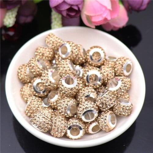50Pcs/Lot Hot Point Drilling Nature Color Rhinestone Murano Spacer Glass Beads Fit Pandora Charms Bracelet For Jewelry Making