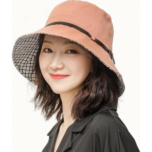 6 colors available New fashion casual solid cap temperamental women outdoor Sun protection sunscreen cute elegant bucket hat