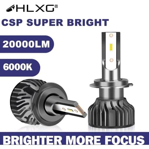 HLXG h7 LED luces HB3 HB4 headlight car H11 fog Light lampada led H1 led 9005 9006 H8 H9 h4 led lamp 12V 6000K 20000LM auto bulb