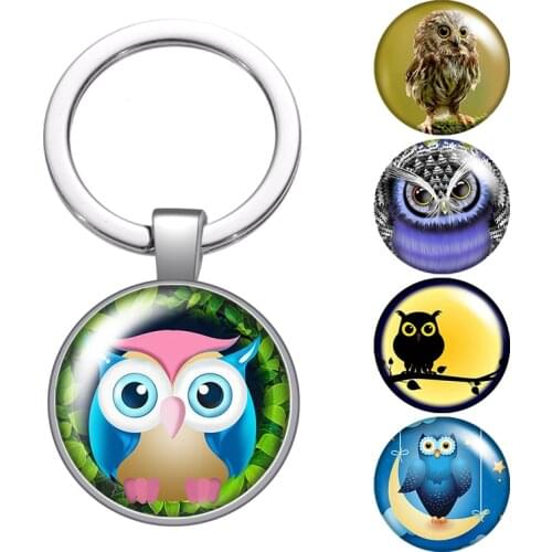Love owl Hope dreams Love glass cabochon keychain Bag Car key chain Ring Holder Charms silver color keychains for Men Women Gift