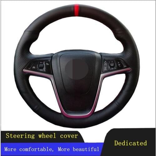 DIY Car Steering Wheel Cover Black Genuine Leather For Opel Mokka 2013-2016 Opel Insignia 2009-2013 Astra J 2010-2015 Meriva