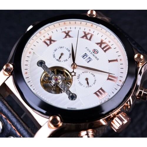 Forsining 2016 Series Genuine Leather Strap Sport Casual Style Rose Gold Case Men Watches Top Brand Luxury Automatic Watch Clock