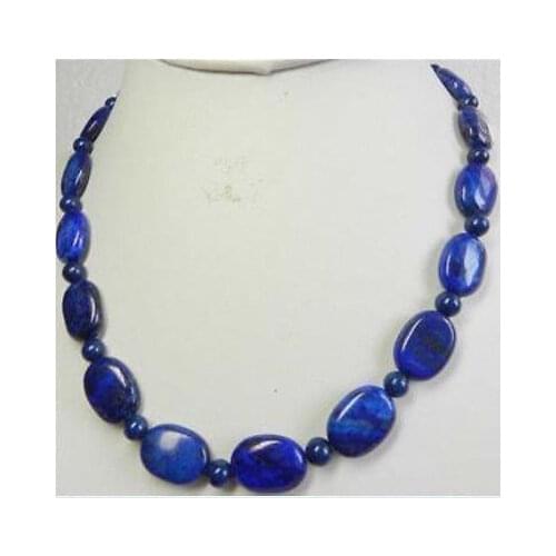 Hot sale Free Shipping>Natural 13x18mm Oval Lapis Lazuli Beads Necklace 18