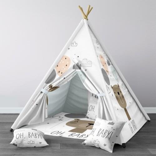 Play Tent for Kids Wigwam Portable Indoor Playground Tents Children Bedrooms White Balloon Baby Bear Model 1387