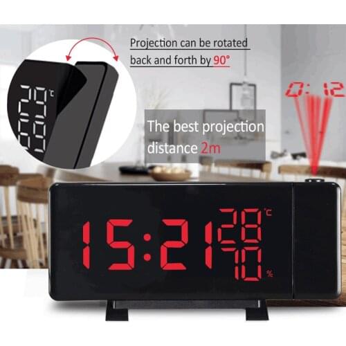 Creative Electronic Thermometer Hygrometer with Time Projection USB Charge Digital Alarm Clock Digital Temperature Humidity Mete