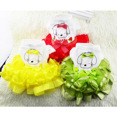 Small Puppy Pet Dogs Lace Tutu Cute Pattern Skirt Princess Party Dress Clothes XS-2XL