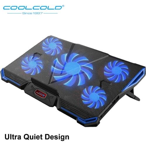 COOLCOLD Adjustable Angles Laptop Cooler Ergonomic Notebook Cooling Pad With Five Led Fan For 11'' 15.6'' 17''Notebook Tablet PC