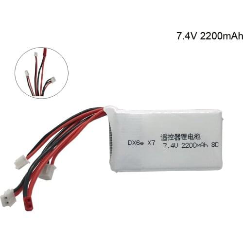7.4V 2200mah lipo battery for Taranis Q X7 DX6e DX6 Transmitter Remote controller spare parts 8C 2S Rechargeable 7.4 V Battery