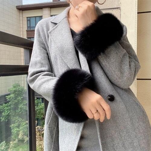 Genuine Natural Fox Fur Cuffs Winter Wrist Warmer Fox Fur Arm Sleeve Lady Bracelet Real Fur Wristband Women High Quality Gloves