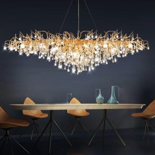Postmodern Copper branch Water Drop Crystal Chandelier Restaurant villa hall round living room Salon Chandeliers Ceiling