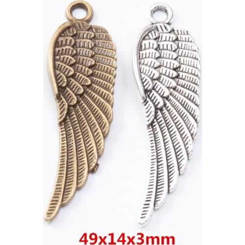15 pieces of retro metal zinc alloy wing pendant for DIY handmade jewelry necklace making 7398
