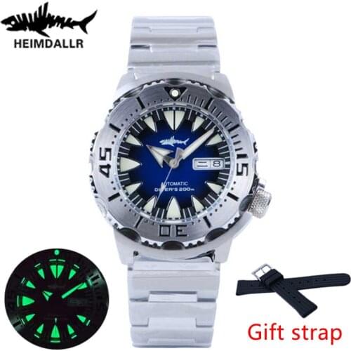 HEIMDALLR Mens Automatic Watch Sapphire Crystal 200M Waterproof Steel Dive Watch Japan NH36A Movement Mechanical Watches Mens