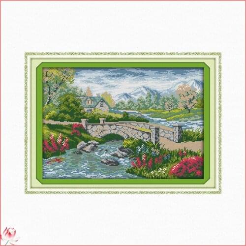 Beautiful View Of The Bridge Counted 11CT 14CT Cross Stitch Set DIY Counted Cross-stitch Kit Embroidery Needlework Home Deco
