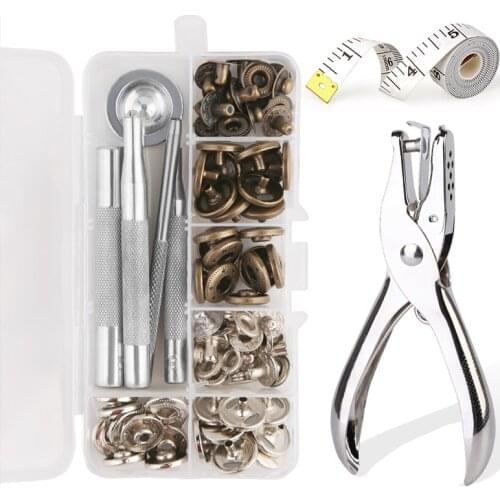 KAOBUY Leather Snap Fasteners Kit 10mm 15mm Metal Button Snaps Press Studs 4 Installation Tools Leather Snaps for Clothes