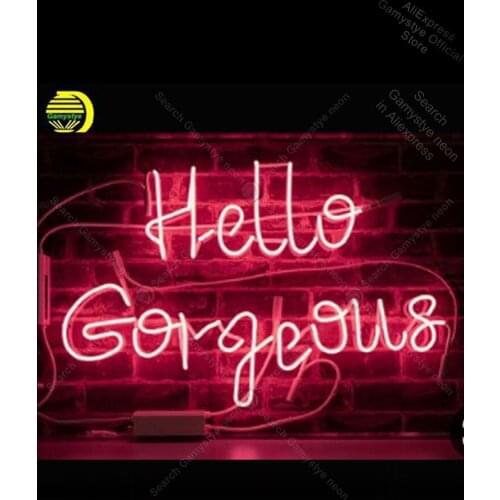 Neon Sign for Hello Gorgeous neon Light Sign Decor hotel Store Display Letrero Neon ub world series Neon Signs For Home Board
