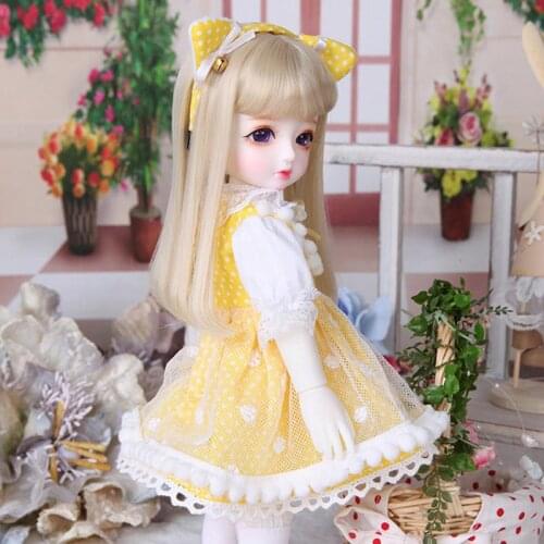 New Arrival 1/3 1/4 1/6 BJD Dolls Clothes Beautiful Yellow Dress For Dolls Toy Clothing Doll Accessories