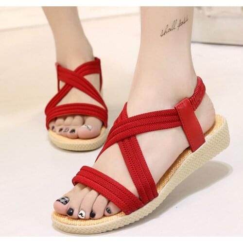 Solid slippers ladies flats shoes women sandals 2021 fashion elastic band comfortable beach sandals women summer shoes